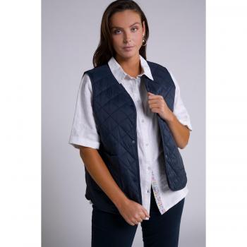 Gilet trapuntato donna, scollo a V, blu, taglia 64/66, Ulla Popken