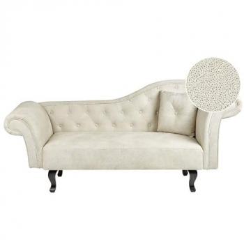 Chaise longue droite en velours clair Lattes II