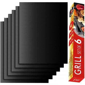 Set of 6 Easy to Clean BBQ Grill Mats