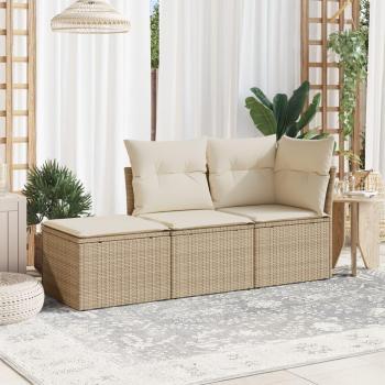 VidaXL 3-tlg. Lounge-Set für den Garten Beige mit Kissen