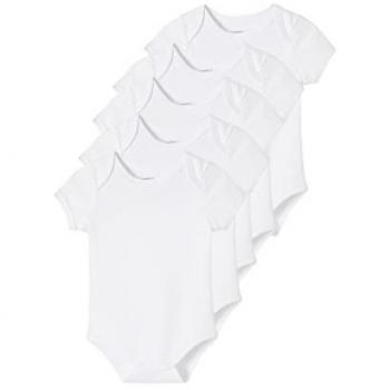 NurseryNectar Interlock Set: 5 Babies’ Bodysuits, Full‑Length, White/Light Two‑Tone (3Y‑94CM)