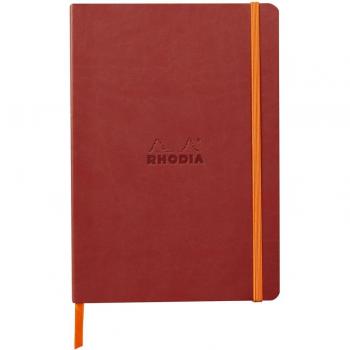 Carnet Rhodia Rhodiarama 14,8x21 cm souple 160 pages lignées élastique couverture Nacarat