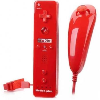 Telecomando rosso Wiimote Plus e Nunchuck per Wii e Wii U