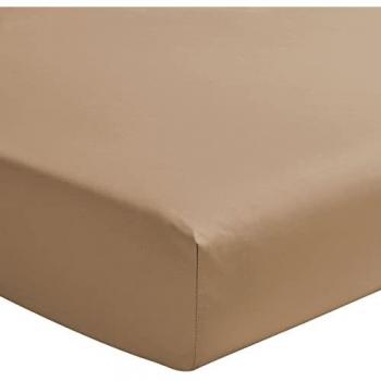 Essix Drap housse percale de coton beige 180x200 cm