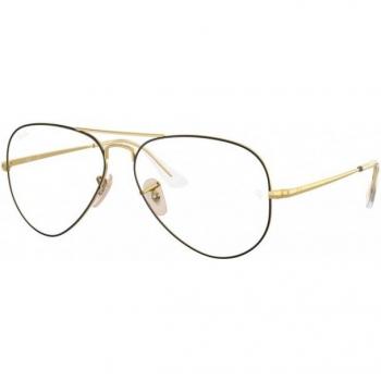 Ray-Ban RX6489 Unisex Aviator Eyeglasses, Black/Gold, Size 55, with Blue Light Blocking Technology