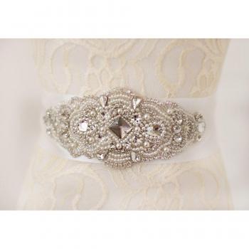 Satin Bridal Belt with Crystal Accents