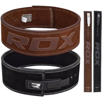 RDX 4‑Inch Powerlifting Belt, Leather, Brown, L (IPL/USPA Certified)