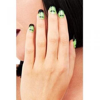 Uñas de maquillaje FX Smiffys, Frankenstein, color verde, Talla única