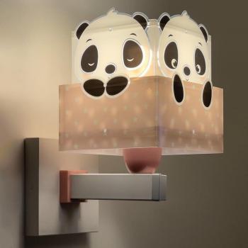 Leuchtende Wandlampe Panda E27 rosa und weiß