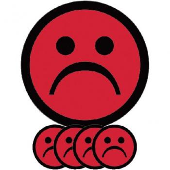 Magneet smiley 25mm emotie bedroefd rood