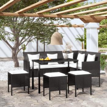 Set de sofás de jardín en forma de L 5 pzas ratán sintético