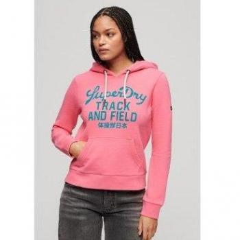 Sudadera rosa Varsity con capucha para mujer de Superdry