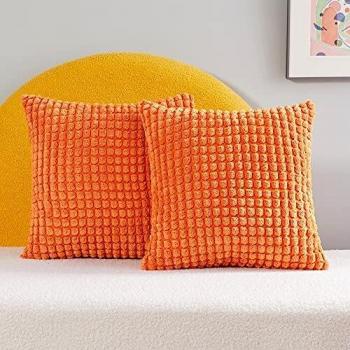 Sunset Orange Cushion Wraps – 2‑Piece Square Set