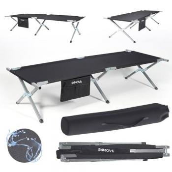 24MOVE® Campingliege Klappbett bis 200 kg, faltbar, mit Tragetasche