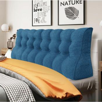 Dekoratives Lesekissen mit Kopfteil – Vercart Blau, 200×25×55 cm