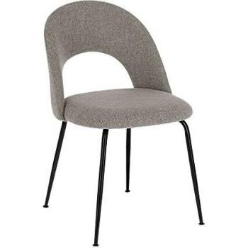 Silla de Comedor Mahalia Gray Pálido con Tela Antimanchas y Piernas de Acero en Negro
