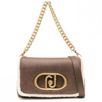 Liu Jo Brown Faux-Shearling Trim Shoulder Bag