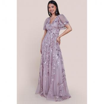 Goddiva Blush Flared Sleeve Maxi Dress