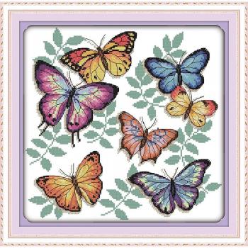 Everlasting Love Christmas Colorful Butterflies Eco Cotton Cross Stitch Kit