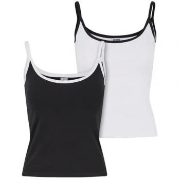 Pack Dual de Camisetas Tirantes Urban Classics Mujer, Negro-Blanco