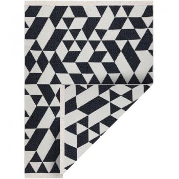 Black‑Cream Cotton Double‑Sided Rug with Eco Fringes