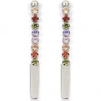 Élégance Lily – Boucles argentées à motifs multicolores