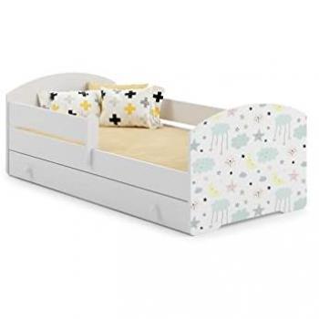 Lit Enfant Sécurisé Kobi 140x70 Étoiles en Bois
