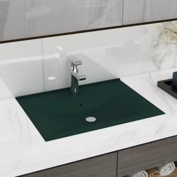 Vidaxl Matt Dark Green Luxury Basin, Ceramic, 60x46 cm, Faucet Hole
