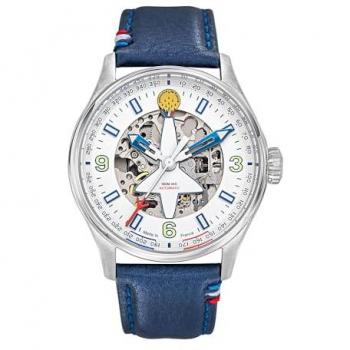 Patrouille 1981 – Montre Automatique avec Boîtier en Acier et Cuir Bleu