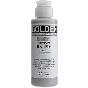 Iridescent Silver Fine Fluid Acrylic 4oz