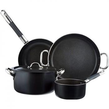 Agnelli All‑Black‑Set: 3 mm Pfanne & Topf für 4 Gäste