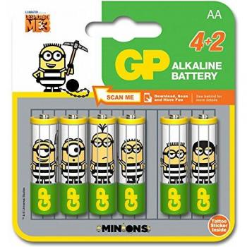 Blister 4+2 batterie alcaline AA stilo GP Minions