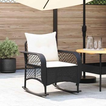 Bascule Torana – Chaise à Coussins Noirs, Résine Tressée