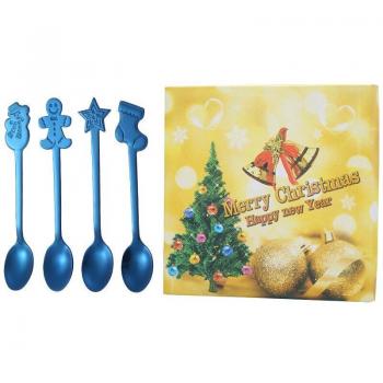 4PCS Titanium-Plated Dessert Spoon Set