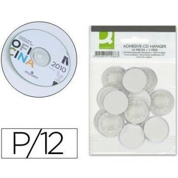 Soporte para CD con pegamento adhesivo Q-Connect, 30mm (12 unidades)