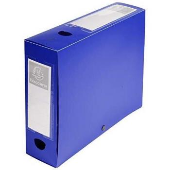 Exacompta 59832E Archivbox (mit Druckknopf, PP, Rücken 80mm, DIN A4) 1 Stück blau