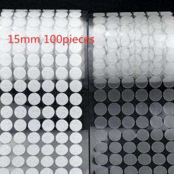 100/500/1000pcs Self-Adhesive Round Velcro Buckles, Transparent Polyester, Male and Female, 10/15mm