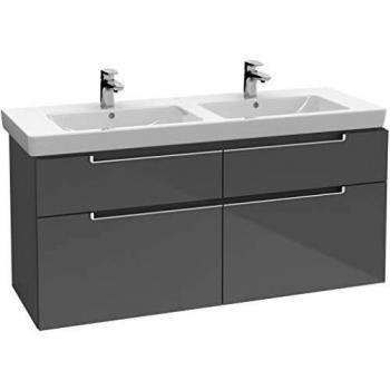 Villeroy & Boch Subway 2.0 Waschtischunterschrank, 128,7x59x44,9cm, Glossy White, Griff matt