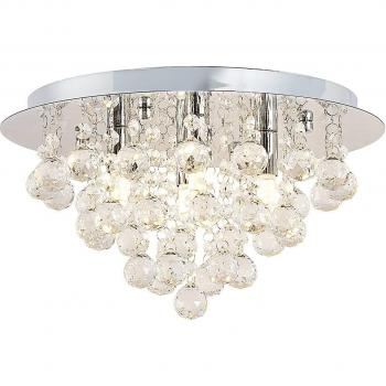 Lindby Antonino Ceiling Light, Chrome, Crystal, 35cm, 4-Bulb