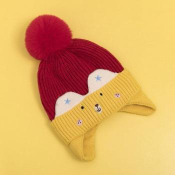 Autumn and Winter 3D Cartoon Kids Hat and Scarf Set, Warm Wool Bib for Ages 2-8
