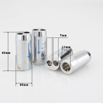 4x Silver HIFI RCA Y Splitter Cable with Aluminum Boot, 11mm to 2x7mm