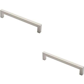 Dual Square Door Handles – 2 Piece, 319 × 19 mm, 300 mm Center, Metallic Satin Finish