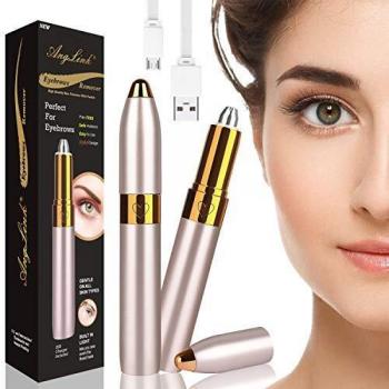 AngLink USB Augenbrauenrasierer, elektrischer Augenbrauentrimmer für Damen mit Licht und Reinigungsbürste