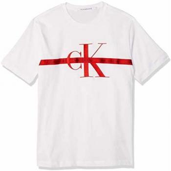 Camisa Calvin Klein Taping Through Monogram Reg, Blanco Brillante, talla S (Hombre)