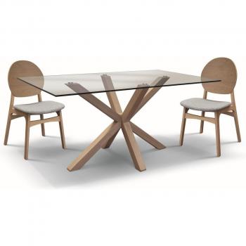 Suite Tavolo Elegante in Legno/Vetro con 4 Sedie Imbottite