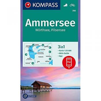 KOMPASS Wanderkarte 791 Ammersee, Wörthsee, Pilsensee: 3in1 Wanderkarte 1:25000 mit Aktiv Guide inklusive Karte zur offline Verwendung in der KOMPASS-App. Fahrradfahren.