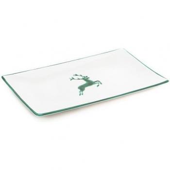 Gmundner Cerámica Plato Rectangular 36x15cm con Ciervo Verde