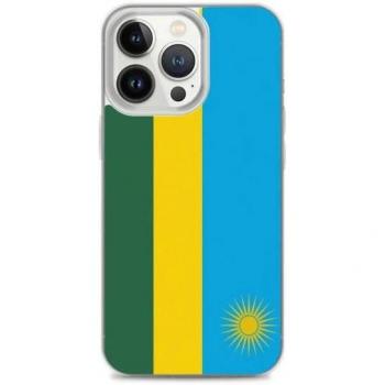 Transparent iPhone 13 Pro Case – Rwanda Flag Multicolored Soft Plastic