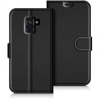 COODIO Housse Cuir Samsung Galaxy A8 2018, Noir