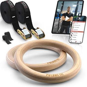 PULSUS Fit Rings – Holz-Trainingsringe mit App und Gurtschnallen